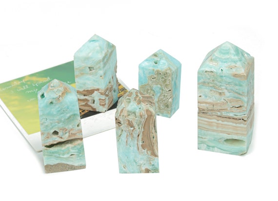 Druzy Blue Caribbean Calcite Obelisk Tower Stone – Obelisk Tower Point Crystals – Meditation Gemstone - Gifts - TW1040