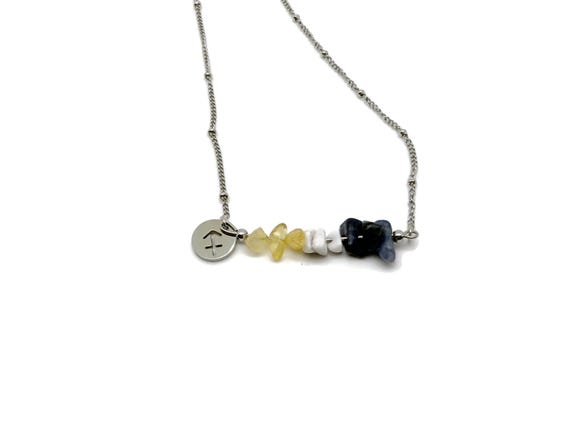 Sagittarius Zodiac Gemstone Necklace -  Choose Your Stones - Silver Stainless Steel - Birthstone Crystal Neckalce - CC1008