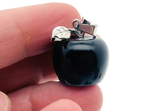 Obsidian Crystal Apple Pendant - Crystals Pendant Healing - Mini Crystal Pendant - Gifts - NC1246