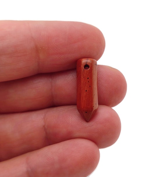 Red Jasper Crystal Point Hole Pendant - Drilled Crystal Point - Natural Gemstone - Stick Point Bead - Healing Stone - NC1387