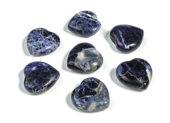 Sodalite Heart Gemstone – Heart Shaped Natural Sodalite Gemstone – Loose Gemstone – Healing Crystal Stones - 3cm - HE1178