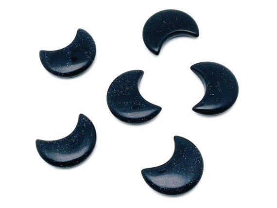 Blue Goldstone Gemstone Moon - Crystal Moon - Carved Moon - Healing Crystal - Gemstone Crescent – 3×1.6cm – MO1060