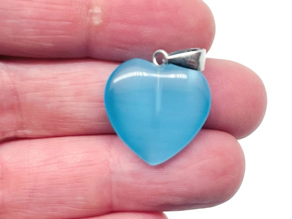Blue Cats Eye Heart Pendant - Crystals Pendant Healing - Mini Crystal Pendant - Gifts - NC1280