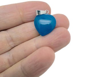 Blue Agate Heart Pendant - Crystals Healing - Mini Crystal Pendant - Gifts - HNC1034