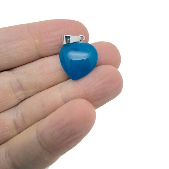 Blue Agate Heart Pendant - Crystals Healing - Mini Crystal Pendant - Gifts - HNC1034