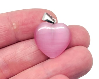 Pink Cats Eye Heart Pendant - Crystals Pendant Healing - Mini Crystal Pendant - Gifts - BNC1005
