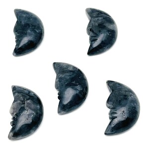 Larvikite Crystal Moon Face - Crystal Smile Moon - Gemstone Carved Moon - Healing Crystal - Gemstone Crescent – 25mm – MS1011