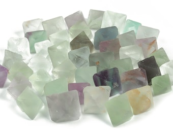 Rainbow Fluorite Octahedron - Fluorite Octahedron Tumbled - Fluorite Crystal –Octahedron Shaped Crystal Stone - TU1008