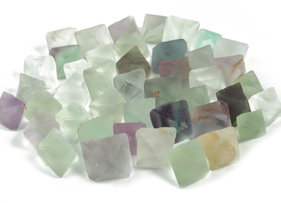 Rainbow Fluorite Octahedron - Fluorite Octahedron Tumbled - Fluorite Crystal –Octahedron Shaped Crystal Stone - TU1008