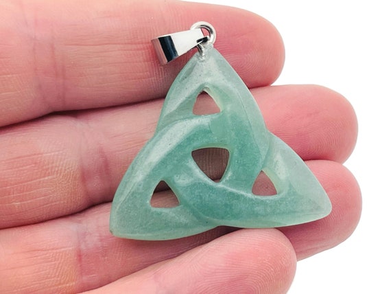 Aventurine Celtic Knot Pendant - Trinity Crystals Pendant - Gemstone - Valentine's Day - NC1268