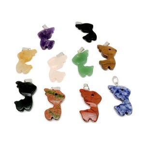 Crystal Deer Pendant - Carved Gemstone Deer Necklace Gift - NCMIX