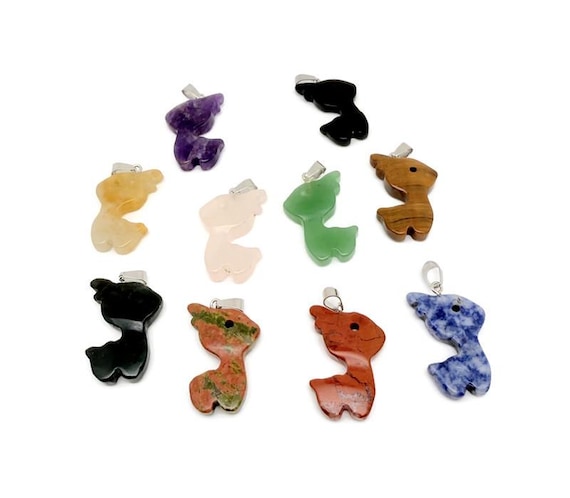 Crystal Deer Pendant - Carved Gemstone Deer Necklace Gift - NCMIX