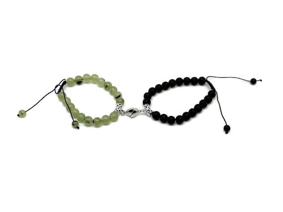Love Gemstone Bracelet - Men&Women Magnetic Crystal Bracelet - Black Tourmaline - Prehnite - Two Bracelet - Valentine's Day - CC1002
