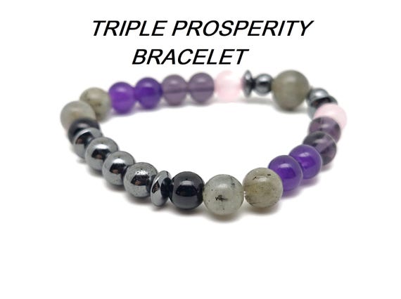 Triple Prosperity Gemstone Bracelet - Handmade Crystal Bracelet - Men&Women Stretchy Bracelet - Gift for Her - Choose Your Bracelet - YY1049