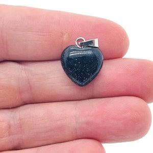 Blue GoldStone Heart Pendant - Crystals Pendant Healing - Mini Crystal Pendant - Gifts - NC1130
