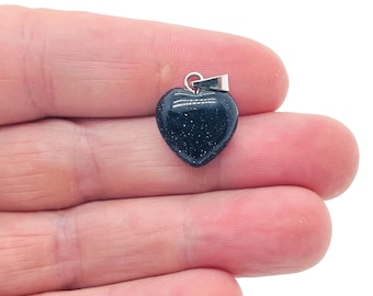 Blue GoldStone Heart Pendant - Crystals Pendant Healing - Mini Crystal Pendant - Gifts - HNC1009
