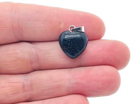 Blue GoldStone Heart Pendant - Crystals Pendant Healing - Mini Crystal Pendant - Gifts - NC1130