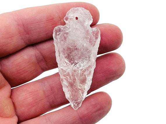 Clear Quartz Arrow Point Pendant - Drilled Crystals Pendant Healing - Quartz Pendant - Gifts - NC1324