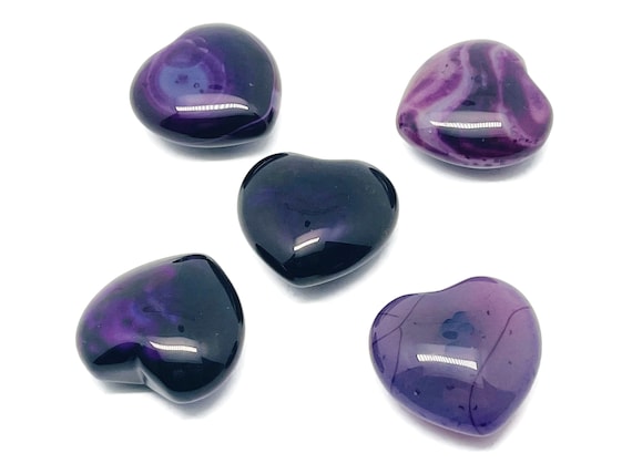 Purple Agate Heart Gemstone - Agate Crystal - Heart Shape Chakra Crystal - Meditation Crystals – 4cm - HE1197