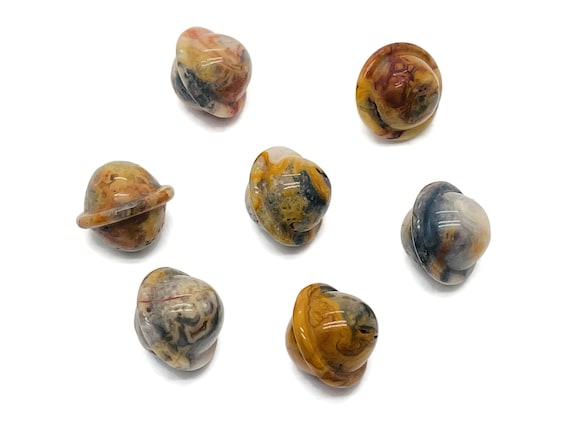 Crazy Lace Agate Saturn Crystal - Mini Planet Gemstone - Crystal Carving - 18mm - SA1015