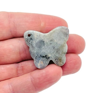 Labradorite Butterfly Gemstone Pendant - Hole Crystal Jewelry - Crystal Carved Butterfly - Crystal Necklace Healing - NC1553