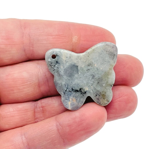 Labradorite Butterfly Gemstone Pendant - Hole Crystal Jewelry - Crystal Carved Butterfly - Crystal Necklace Healing - NC1553