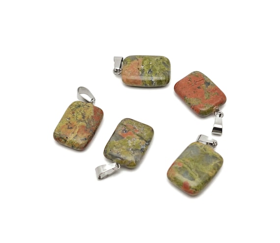 Unakite Crystal Rectangle Shape Pendants - Wholesale Gemstones - Stone Healing Crystal Rectangle Necklace - Natural Stones - NC1731