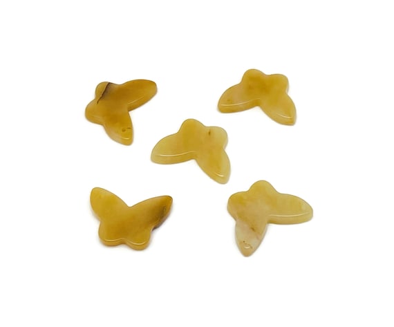Yellow Jade Mini Butterfly Gemstone Pendant - Hole Crystal Jewelry - Crystal Carved Butterfly - Crystal Necklace Healing - NC1537