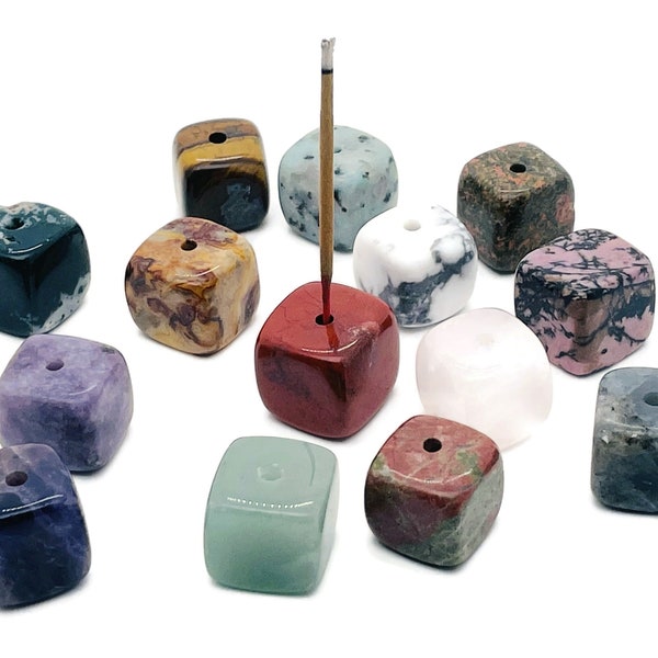 Crystal Incense Holder - Crystal Stone Incense Stick Holder - Polished Cube Incense Holder - Healing Stone - INMIX