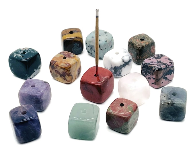 Crystal Incense Holder - Crystal Stone Incense Stick Holder - Polished Cube Incense Holder - Healing Stone - INMIX