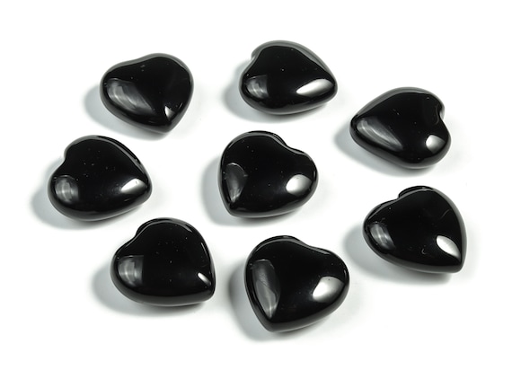 Obsidian Heart Gemstone - Black Heart Gemstone – Black Heart Loose Gemstone – Black Healing Stone - Obsidian Gemstone - 2.5cm -HE1112