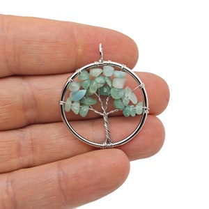 Aventurine Tree Of Life Gemstone Pendants - Bulk Wholesale Crystals - Handmade Crystal Tree Jewelry - Healing Pendants - NC1711