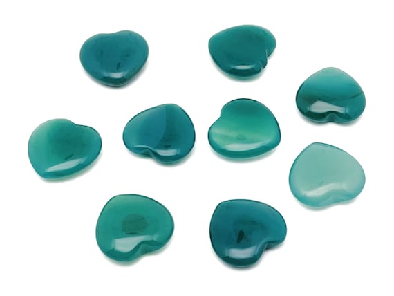 Green Agate Heart Gemstone Flat – Heart Crystal - Healing Stones – Carving Heart - Natural stones - 20x20x6 - HE1095