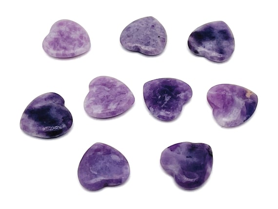 Lepidolite Heart Gemstone Flat – Heart Crystal - Healing Stones – Carving Heart - Natural stones - 20x20x6 - HE1090
