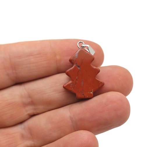 Red Jasper Pine Tree Gemstone Pendants - Crystals Pendant Healing - Mini Crystal Pendant - Gifts - NC1764