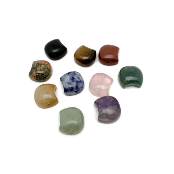 Crystal Moon Beads – Hole Natural Gemstone Crescent Charms – Jewelry Making Supplies 16mm - YWMIX2