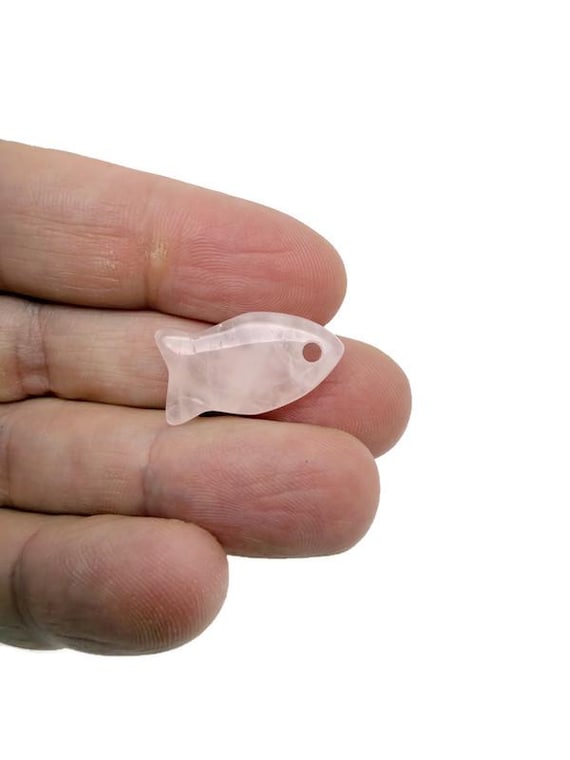 Rose Quartz Fish Shape Crystal Pendant – Healing Stone Fish Charm for Jewelry - NC1883
