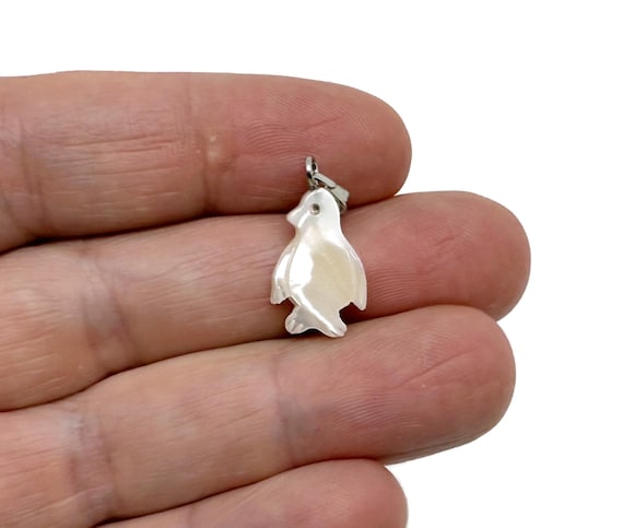 Natural Pearl Penguin Pendant - Crystals Pendant Healing - Sea Shell Pendant - NC1825