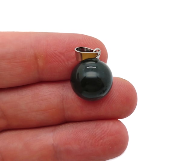 Moss Agate Crystal Ball Pendant - Ball Charm Whith Brass - Crystal Round Ball Pendant - Jewelry Making - Healing Crystal - NC1369