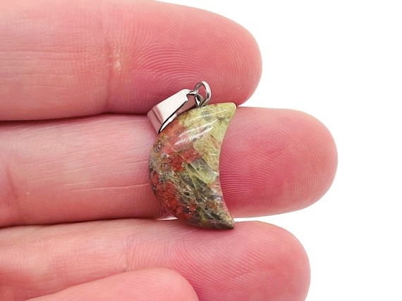 Unakite Moon Pendant - Unakite Moon Earring Crystal - Crystals Healing - Jewelry Making Supplies - NC1158