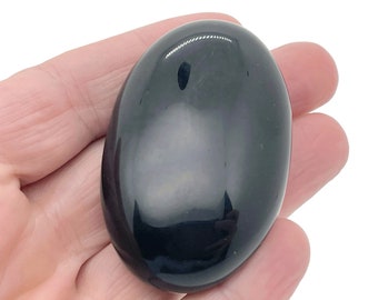 Obsidian Spa Stone – Masaje Obsidian Palm Gemstone - Large Obsidian Stone - Crystal Palm Stone – Healing Crystal – 60x40mm - PA1031