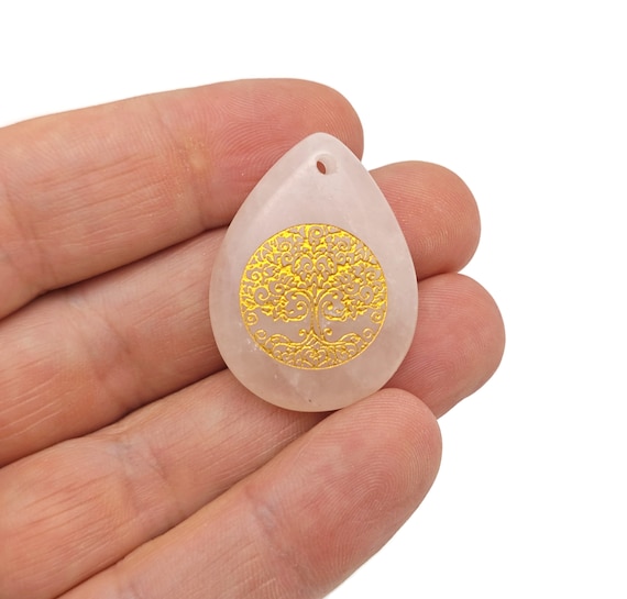 Rose Quartz Tree Gemstone Pendants - Crystals Pendant Healing - Loose Crystal Pendant - Gifts - NC1783