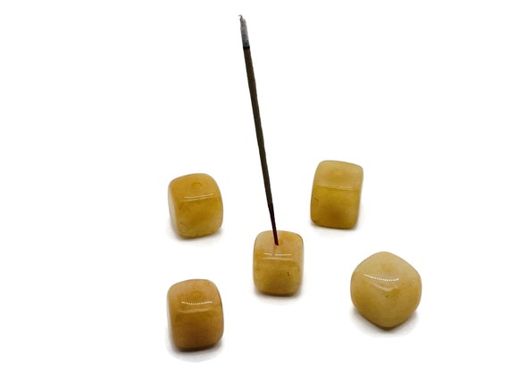 Orange Aventurine Crystal Incense Holder - Crystal Stone Incense Stick Holder - Polished Cube Incense Holder - Healing Stone - IN1016