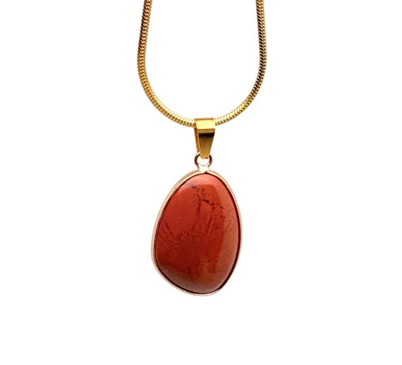 Red Jasper Gold Gemstone Pendant - Dainty Crystal Pendant - Birthstone Charm - Jewelry DIY Charms - Gift Charm - NC1870