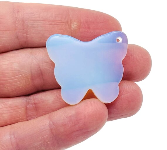 Opalite Butterfly Gemstone Pendant - Hole Crystal Jewelry - Crystal Carved Butterfly - Crystal Necklace Healing - NC1555