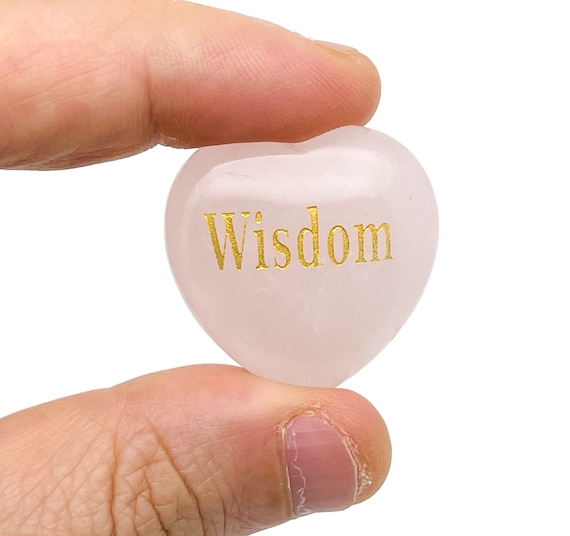 Wisdom Rose Quartz Heart Gemstone - Heart Crystal - Carving Heart - Gemstone Puffy Heart - Rose Quartz Healing Crystals - HE1214