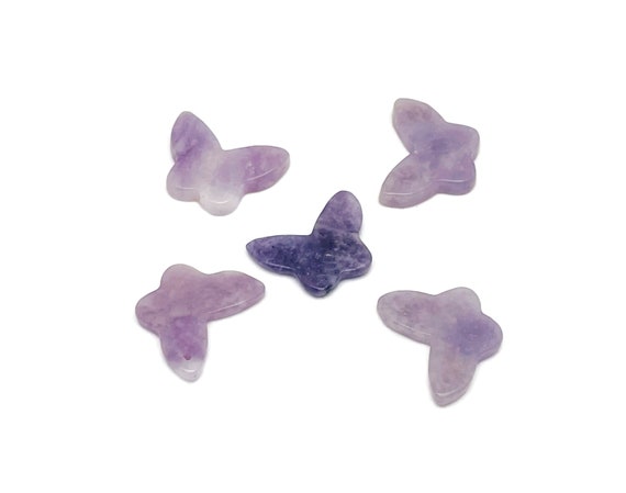 Lepidolite Mini Butterfly Gemstone Pendant - Hole Crystal Jewelry - Crystal Carved Butterfly - Crystal Necklace Healing - NC1540