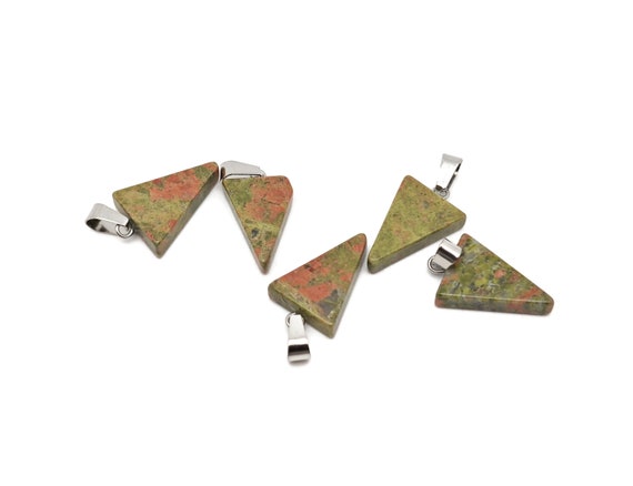 Unakite Triangle Shape Pendants - Gemstone Triangle Necklace - Pendant Jewelry Making - Bulk Wholesale - NC1746