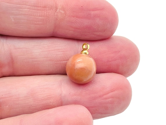Orange Aventurine Ball Beads - Crystal Beads Earring - Crystal Beads Pendant - Crystal Carving - NC1203