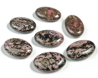 Rhodonite Palm Stone - Rhodonite Crystal - Palm Stone - Rhodonite Oval Palm Stones - Rhodonite Crystal – 45x35mm - PA1014